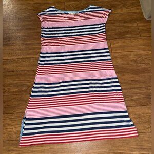 Boden Adriana Striped Cap Sleeve Wide Neck Belted Jersey Knit Mini Dress Size XS